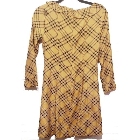 Urban Outfitters Gold Plaid Long Sleeve Dress Women's Size Small - Picture 3 of 7